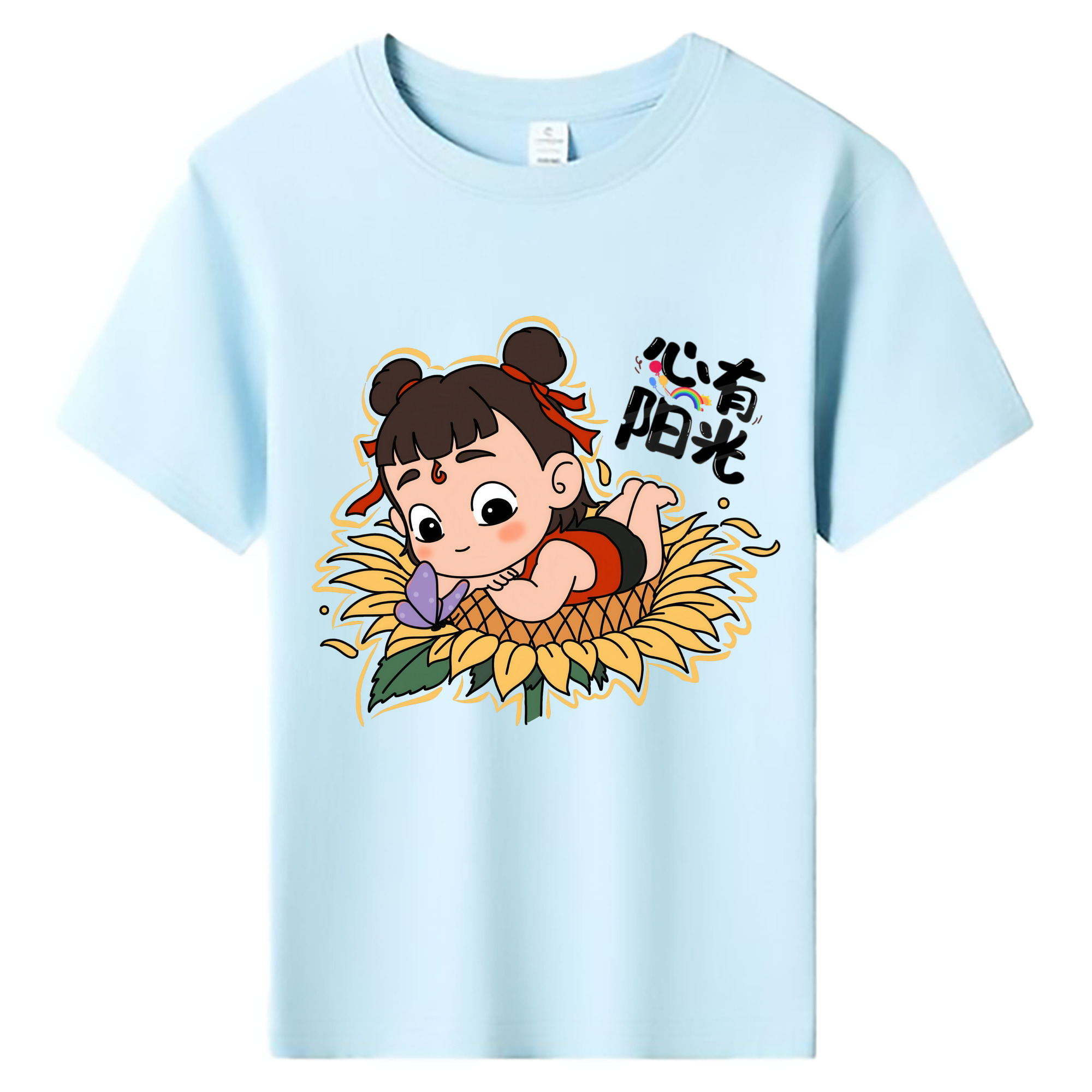 （画像用） Ne Zha 2 ナタ 魔童の大暴れ 綿100％キッズTシャツ（フロントプリント）